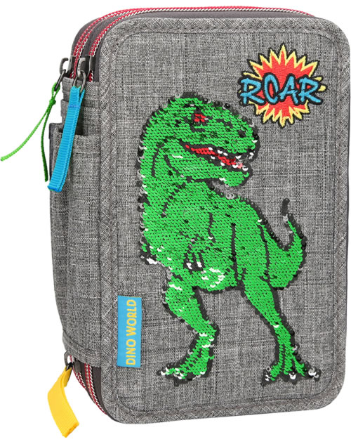 DINO WORLD pencil case with filling with sequins shop online at Papiton.