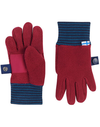 Finkid Fleece Finger-Handschuhe SORMIKAS - Beet Red/Navy