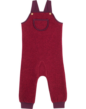 Finkid Latzhose aus Wollfleece KEINU WOOL  -  Beet Red/Eggplant 