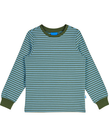 Finkid Ringel T-Shirt Langarm RIVI - Smoke Blue/Bronze Green