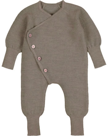 Halfen knit overall with wooden buttons virgin wool nut K6S40