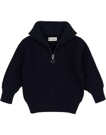 Halfen Strickerei Troyer sweater virgin wool navy K7S40 GOTS
