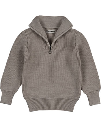 Halfen Strickerei Troyer Pullover Schurwolle nuss K7S40 GOTS