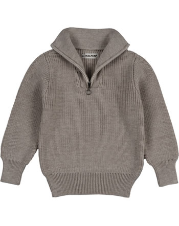 Halfen Strickerei Troyer sweater virgin wool nut K7S40 GOTS