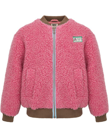 Happy Mess Teddy-/Bomberjacke für Kinder aus Merinowolle - Dusty Pink