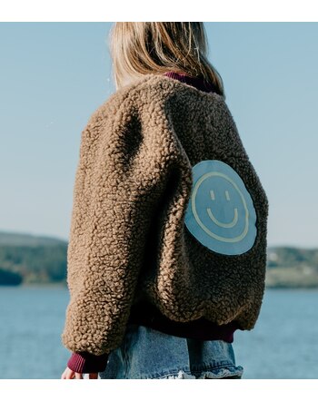 Happy Mess Teddy-/Bomberjacke für Kinder aus Merinowolle - Teddy Brown