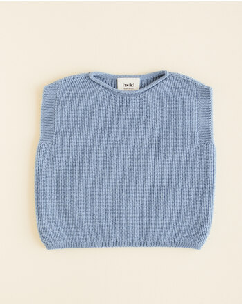 Hvid knitted vest merino wool Light Blue HARVEY BABY