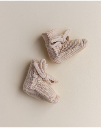 Hvid Chaussons Tricoter bébé laine mérinos oat