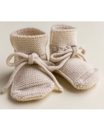 Hvid Knit Baby booties merino wool cream