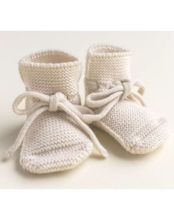 Hvid Knit Baby booties merino wool off-white
