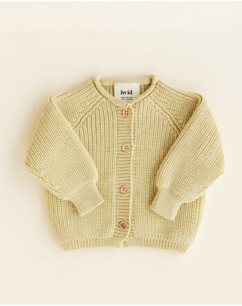 Hvid Baby Strickjacke/Cardigan Inga aus Merinowolle - Light Yellow