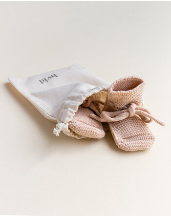 Hvid Chaussons Tricoter bébé laine mérinos apricot