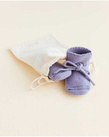 Hvid Chaussons Tricoter bébé laine mérinos lilac