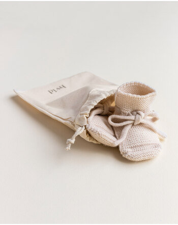 Hvid Strick Baby-Schühchen/Booties aus Merinowolle - Cream