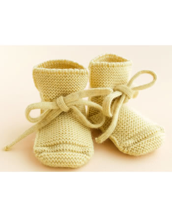 Hvid Chaussons Tricoter bébé laine mérinos light yellow