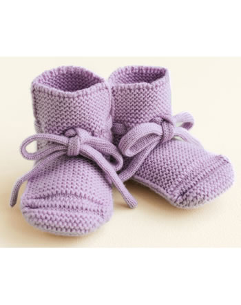 Hvid Knit Baby booties merino wool lilac