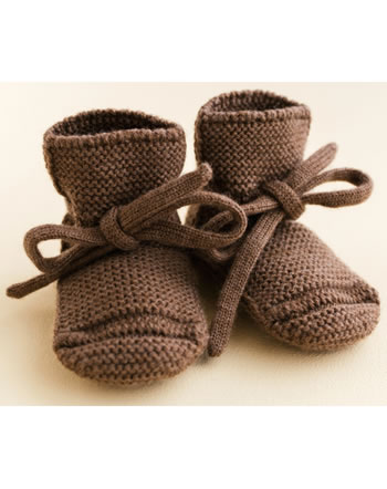 Hvid Knit Baby booties merino wool mocha