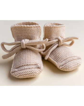 Hvid Knit Baby booties merino wool oat