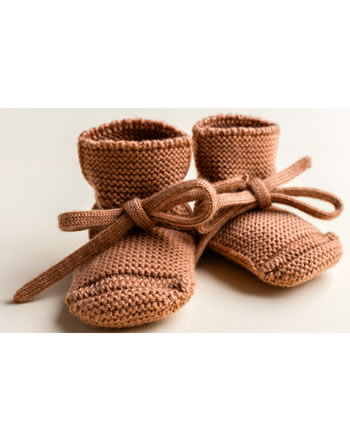 Hvid Knit Baby booties merino wool terracotta