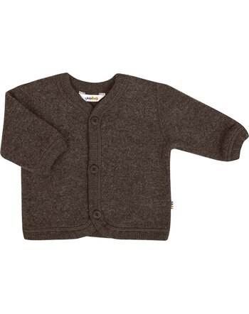 Joha Cardigan baby jacket merino wool fleece - dark brown