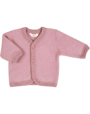 Joha Cardigan baby jacket merino wool fleece - Rose