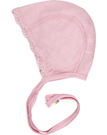 Joha Bonnet bébé avec ruban laine mérinos/soie prime rose