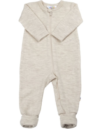 Joha Merinowolle Jumpsuit - Schlafoverall creme mit Reißverschluss