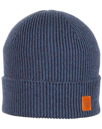 Pure Pure by Bauer Knitted hat wool/silk GOTS - Dark-Denim