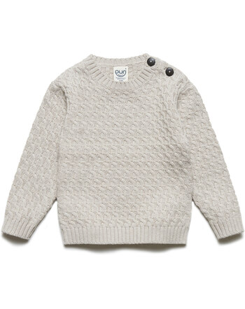 Puri Organic Strickpullover - Strukturstrick - oyster grey- Baumwolle - Schurwolle