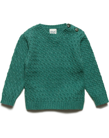 Puri Organic Strickpullover - Strukturstrick - waldgrün - Baumwolle - Schurwolle