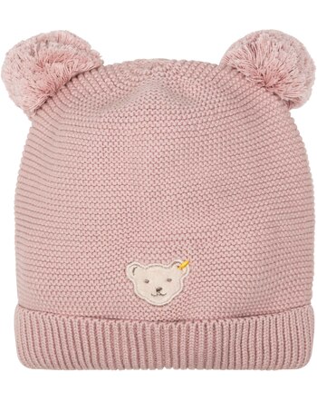 Steiff Baby-Hat organic cotton double bobble - Silver Pink