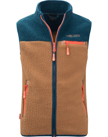 Trollkids Weste Sherpa Fleece KIDS HEMSEDAL - almond/madeira blue/deep orange