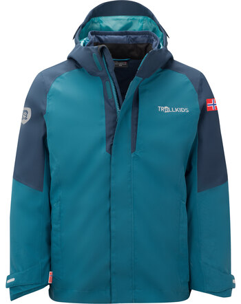 Trollkids Funktionsjacke m. Kapuze KIDS SKANDEN 3in1 - dark marine/mystic blue/pine green