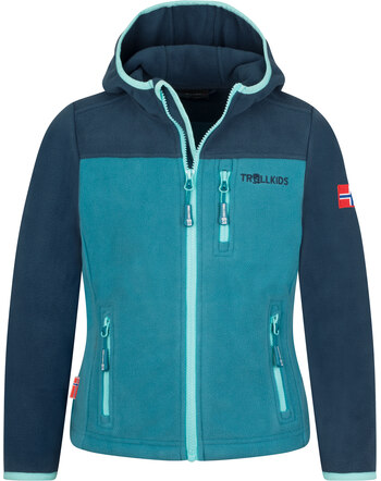 Trollkids Kapuzen-Jacke Fleece KIDS STAVANGER JACKET - dark marine/mystic blue/pine green