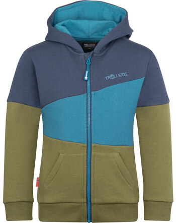 Trollkids Kids Sweatjacke  ALESUND SWEATER - Mystic Blue/Dark Marine/Pine Green