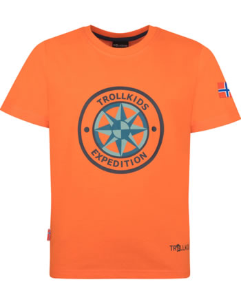 Trollkids Kids T-Shirt short sleeve WINDROSE T glow orange