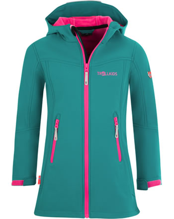 Trollkids Girls Softshell-Coat LILLESAND smaragd/rubine