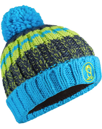 Trollkids Strick-Mütze KIDS TROLL BOBBLE CAP blue/night sky/lime