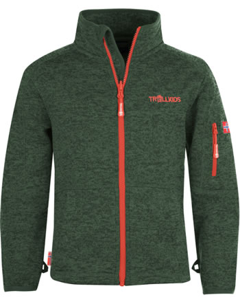 Trollkids Veste polaire tricotée Zip-In KIDS JONDALEN forest green/orange