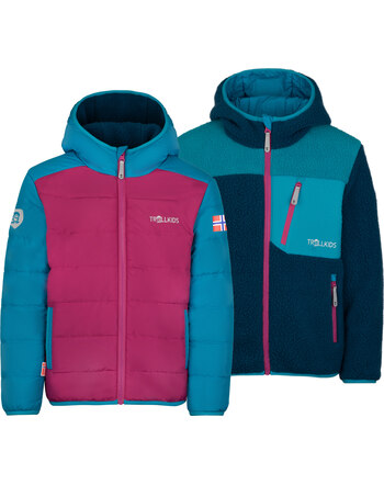 Trollkids Wendejacke KIDS SANDVIKA - bright berry/dark turquoise/madeira blue