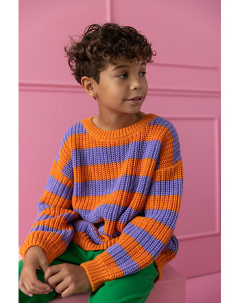 Yuki Kinder-Strickpullover Chunky aus Bio-Baumwolle - Happy Stripes