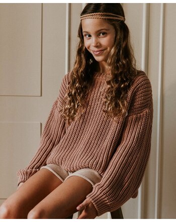 Yuki Kinder-Strickpullover Chunky aus Bio Baumwolle - Blush