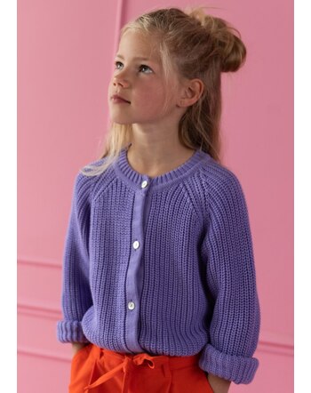 Yuki Kinder-Cardigan Raglan aus Bio Baumwolle - Purple